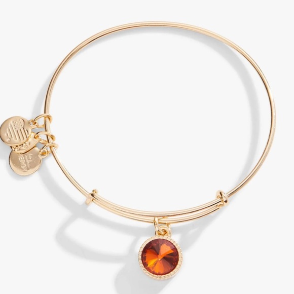 NEW Alex and Ani Topaz Birthstone Bracelet Gold Orange Charms - Picture 1 of 8